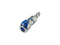 CPC Colder Products LQ2D1704LBLU 1/4 Locking Hose Barb Valved In-Line Liquid Cooling Coupling Body Cool Blue