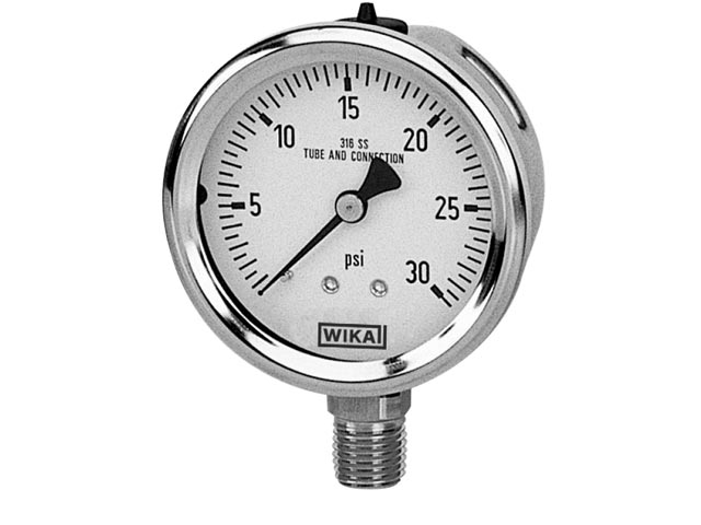 52736619 Wika 52736619 Industrial Liquid-filled Pressure Gauge Model 233.53 2-1/2 Dial 5000 PSI/BAR 7/16-20SAE Center Back Mount Stainless Steel Case