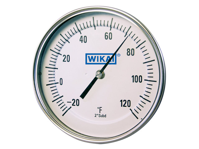 Wika 54240D119G4 Bimetal Industrial Grade Thermometer Model TI.54 5 Inch Dial -40/70° C 1/2 NPT Lower Mount Stainless Steel Case
