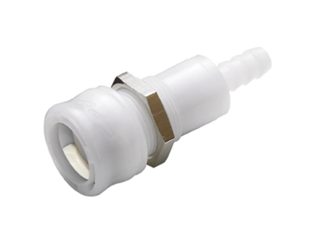 BACD16004 CPC Colder Products BACD16004 1/4 Hose Barb Valved Panel Mount BreakAway Coupling Body