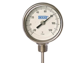 34240A011G4 Wika 34240A011G4 Bimetal Industrial Grade Thermometer Model TI.34 3 Inch Dial 150/750° F & 65/400° C 1/2 NPT Lower Mount Stainless Steel Case