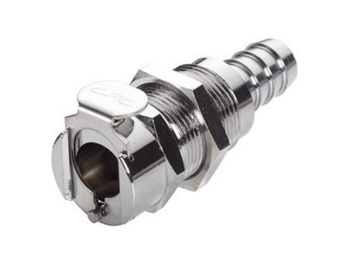 75700 CPC Colder Products 75700 LC16006 NSF 3/8 Hose Barb Non-Valved Panel Mount Coupling Body